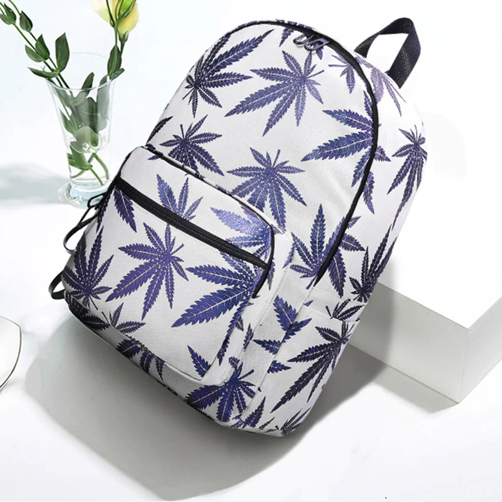 

Korean Female Shoulder Bag Fresh Leaves Printed Bag Large Capacity Waterproof Travel Backpack Male Sen High School Students