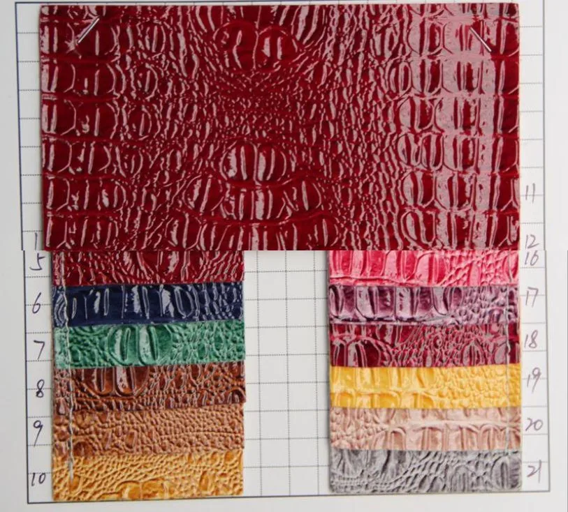 semi PU high gloss alligator grain leatherette crocodile pattern