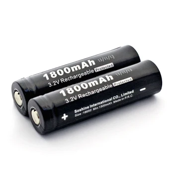 

Soshine Rechargeable 2 PCS 3.2V 1800mAh LiFePO4 18650 Battery with Protection