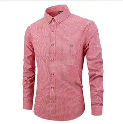 Новая коллекция 2018 мужские рубашки брендовая мягкая с длинным рукавом квадратный воротник регулярные Полосатый Мужчины Мужская