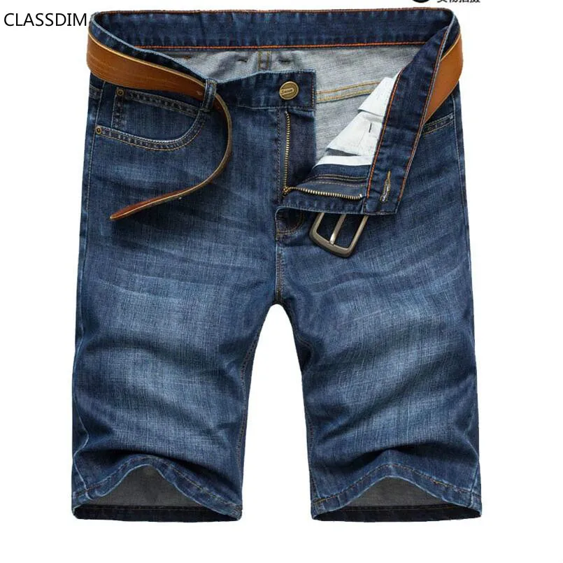 

Men's Summer Blue Denim Shorts High Quality Men Straight Short Jeans New Male Solid Lightweight Short Jeans Size 38