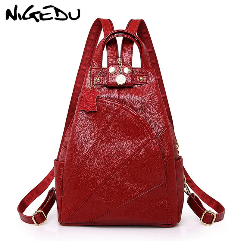 NIGEDU Women Backpacks Soft Leather Shoulder Bag Women's Backpack School bags For Teenagers Girls mochila Female Travel bags NIGEDU Women Backpacks Soft Leather Shoulder Bag Women's Backpack School bags For Teenagers Girls mochila Female Travel bags