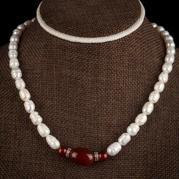 

Natural Freshwater Pearl Necklace Clavicle Chain Elliptical Irregular Pearl Jewelry