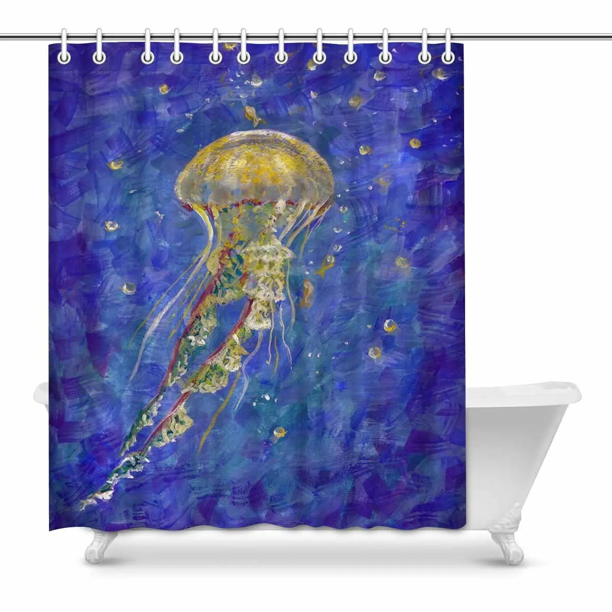 Aplysia Jellyfish Bathroom Decor Shower Curtain Set with Hooks 72
