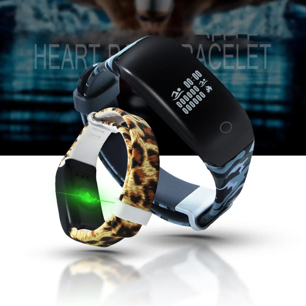 

H5 Waterproof Bluetooth Smart Band Lepord Strap Blood Pressure Measure Heart Rate Monitor Pedometer Smart Watches Clock Dropship