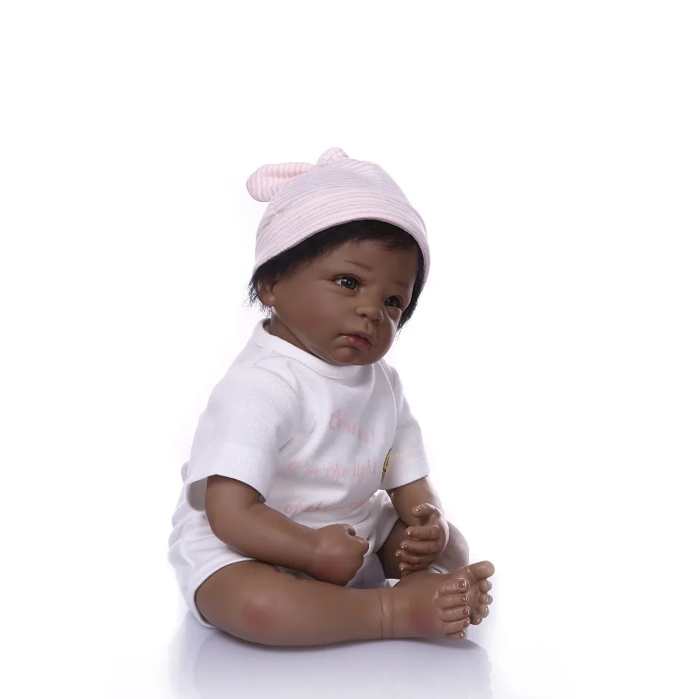 Кукла-реборн 50 см куклы для маленьких девочек Мягкие силиконовые Boneca reborn Brinquedos Bonecas детский подарок Афро-американский Новорожденный ребенок