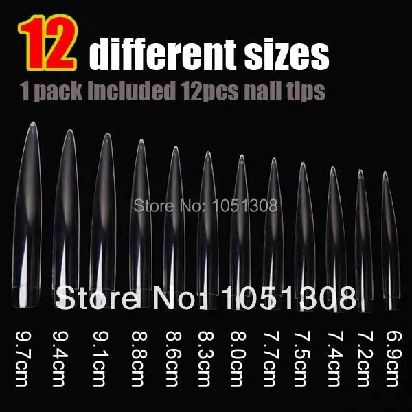 10 пакетов / серия прозрачный акрил маникюр длинная стилет Sharp заканчивая солон