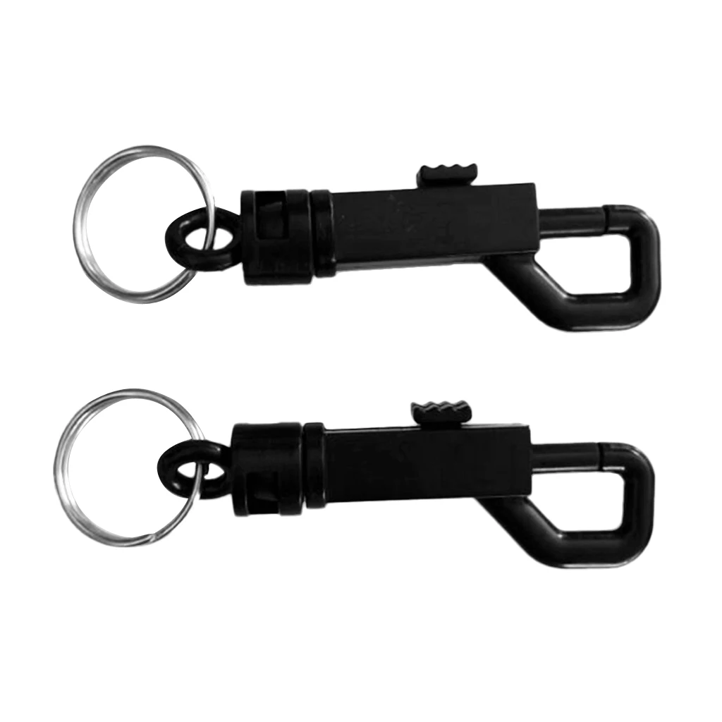 2 Pieces Durable Black Plastic Swivel Snap Hook with Split Ring for Outdoor Backpack Bag Webbing Strap Keyring