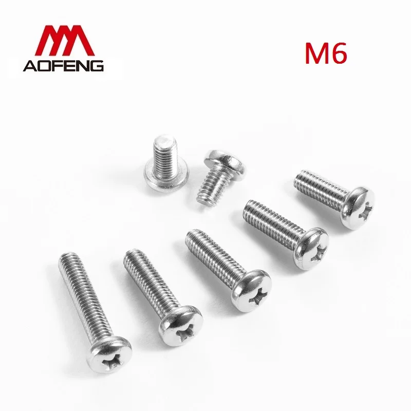 M6 304 Винты с поперечной утопленной головкой из нержавеющей стали M6 * 6 8 10 20 50 70 100 150 160 мм GB818 винты с полукруглой головкой Phillips