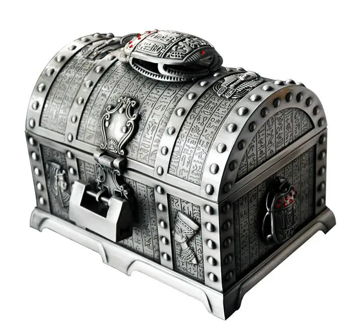 Egyptian style treasure chest with lock 2 layers vintage jewelry box carrying case trinkets packaging cosmetic storage box Z058 - Image 6