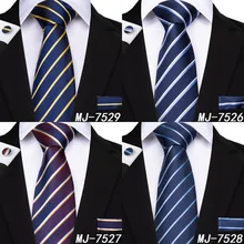 DiBanGu 5 стилей синий полосатый Подарочный галстук для мужчин Шелковый зажим для галстука Hanky запонки галстук деловой Свадебный галстук набор