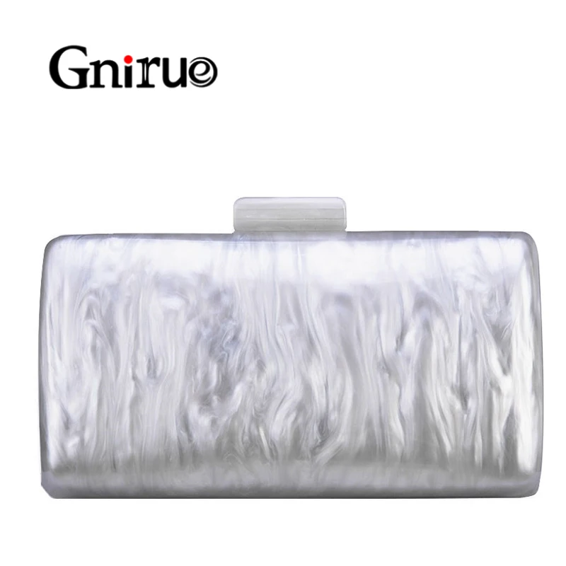 

2019 New Pearlescent Marble Acrylic Bags Vintage Women Messenger Bags Elegant Evening Clutch Bags Party Prom Handbags Purses