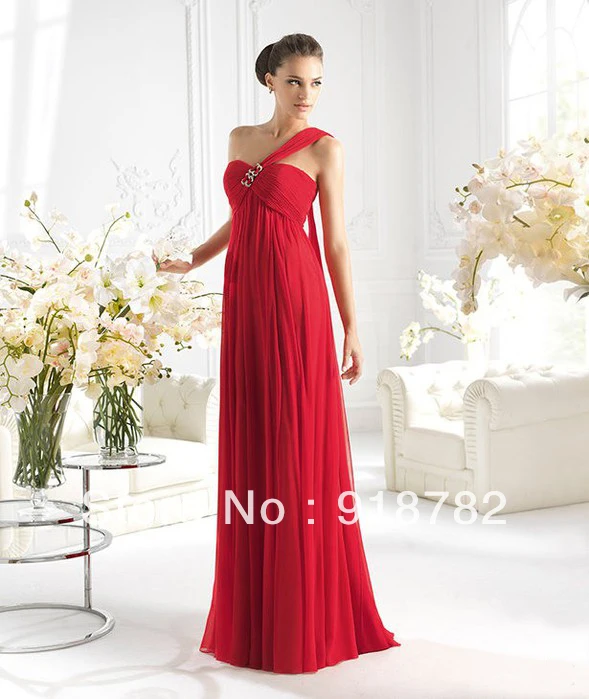 The Evening Dress Prom Dresses 2013 New Arrival Long Formal Beaded One Shoulder Chiffon Red Carpet | Свадьбы и торжества