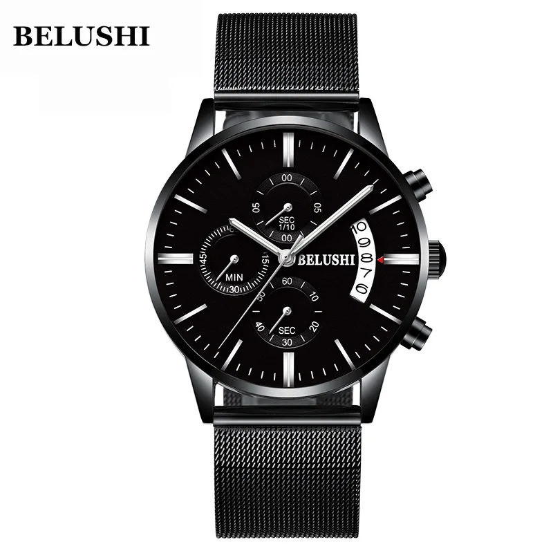 

BELUSHI NEW Men Watches Stainless Steel Inox Top Brand Luxury Waterproof Sport Quartz Watch Relogio Masculino montre homme saat
