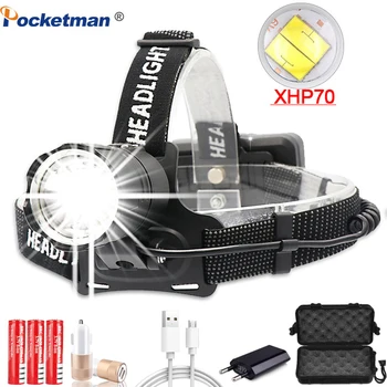 

Most Powerful XHP-70.2 led Headlamp Fishing Camping headlight High Power lantern Head Lamp Zoomable USB Torches Flashlight 18650