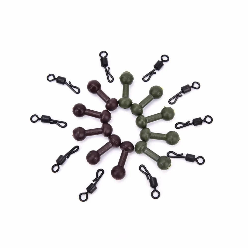 10pcs/pack Carp Fishing Chod Heli Beads Brown Green Rig Swivel