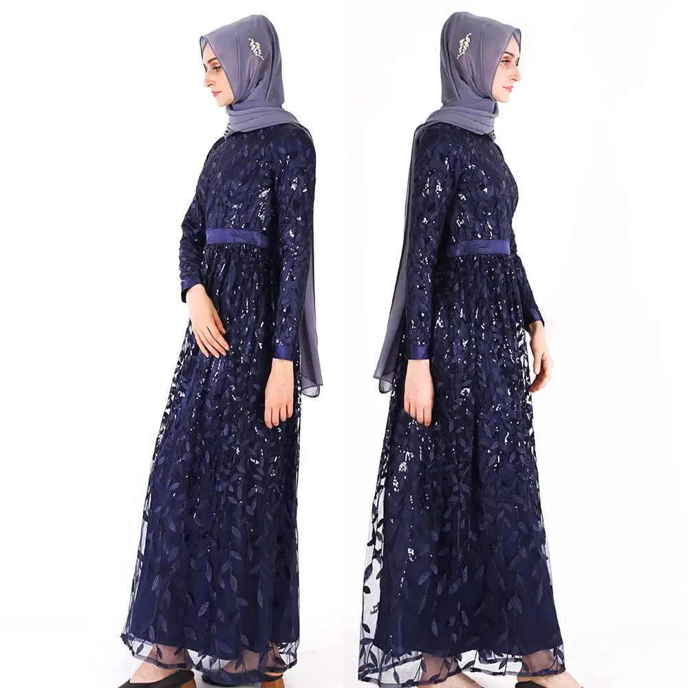 Женские мусульманские длинные платья с вышивкой Abaya в Дубае Длинные вечерние