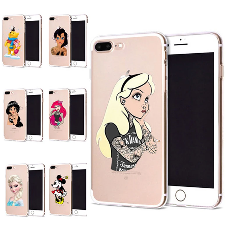 Funda For Apple iPhone 6 6S 7 Plus X 10 Cute Tatto Alice Soft TPU Cover for Case Original Coque 8 B310 |