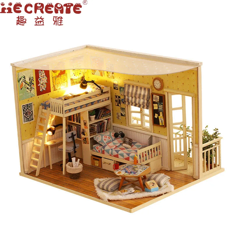Я и мой маленький друг кукольный дом Миниатюрный DIY кукольный домик с деревянная мебель для дома звезды небо игрушки для детей подарок на день рождения
