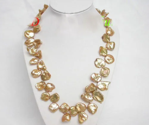 

19" BAROQUE CHAMPAGNE REBORN KESHI PEAELS NECKLACE