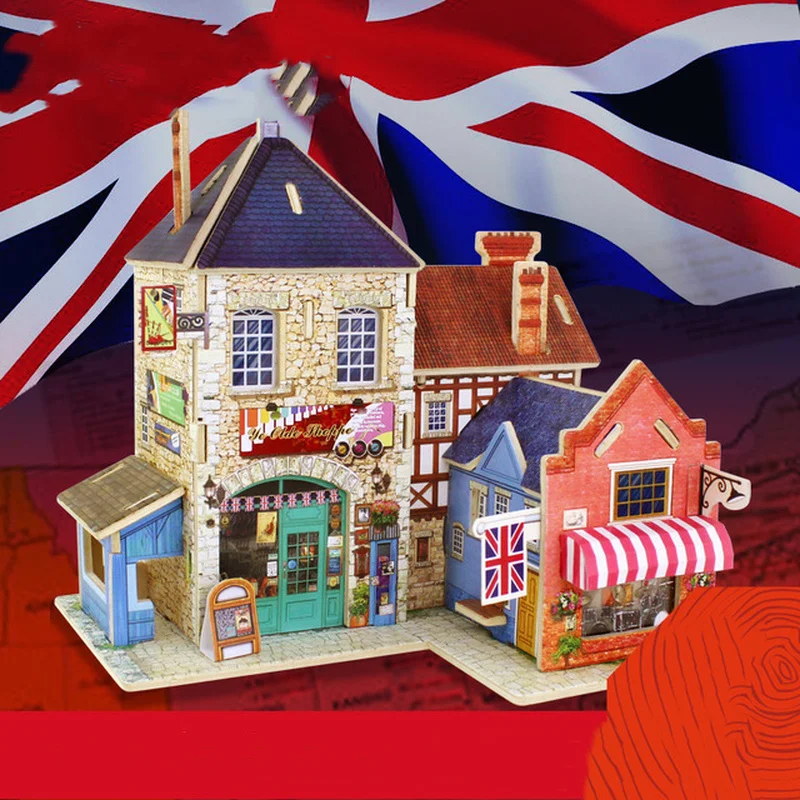 

New Wooden 3D Jigsaw Puzzle Children's Educational Toys World Style Model Diy Cabin Diy Doll House Miniature Dollhouse