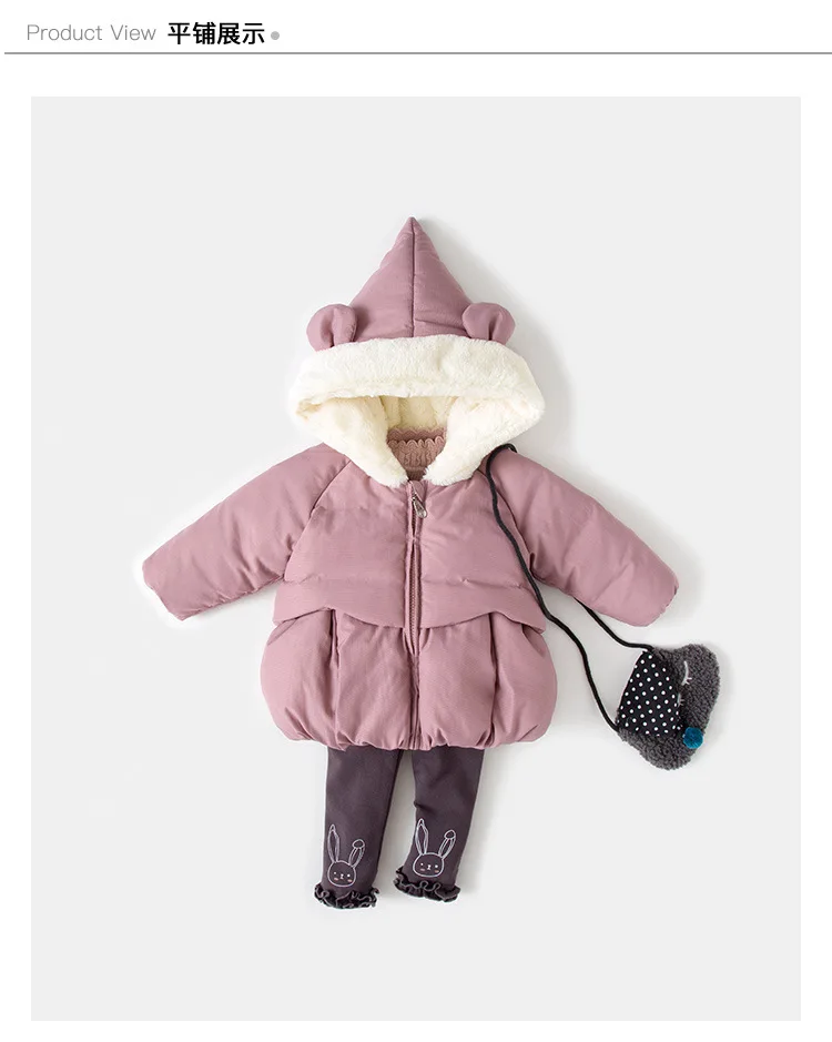 Одежда с хлопковой подкладкой для маленьких девочек коллекция года, новое зимнее теплое Свободное пальто с рисунком для девочек возрастом от 1 года до 3 лет Детское зимнее утепленное пальто