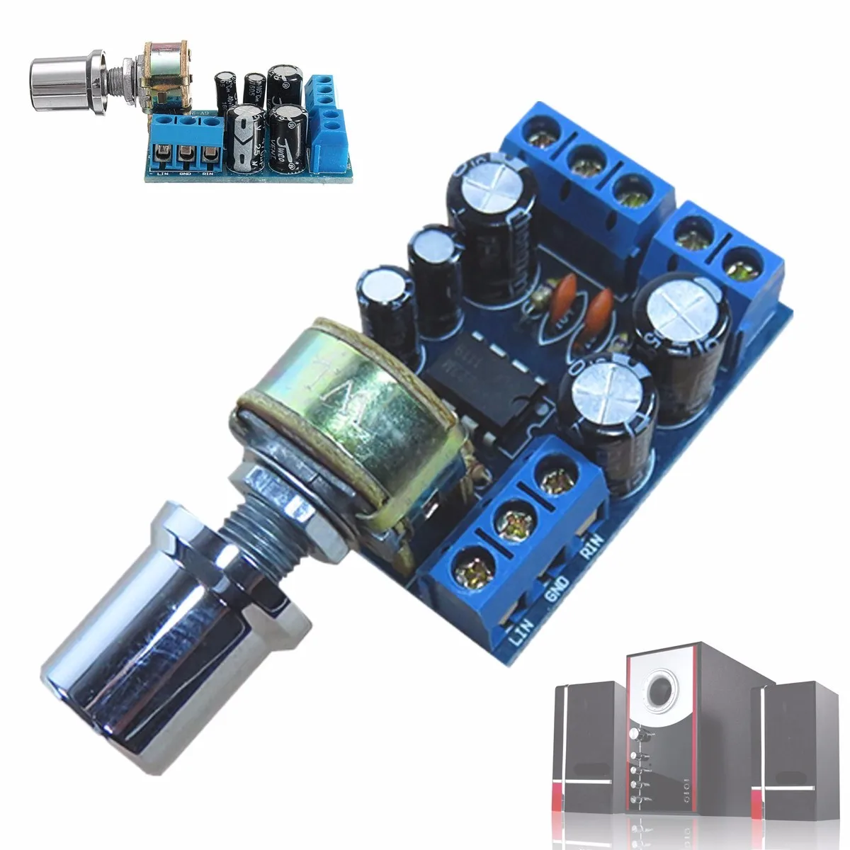 

LEORY TDA2822M Stereo Audio Amplifier Board Dual Channel 1W*2 Volume Control Operational Amplifier Chips Board DC 1.8-12V