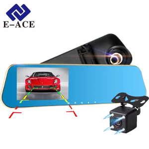 E-ACE Full HD Автомобильный Видеорегистратор Цифровой Видеорегистратор Синий Авто Заднего вида Камера с Двумя Объективами Зеркало Заднего Вида Автомобиля Регистратор Тире видеокамеры - изображение