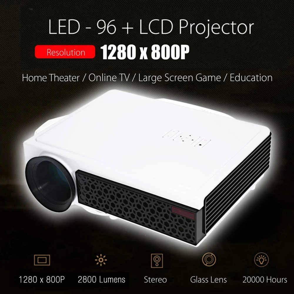 VIVIBRIGHT LED-96 + Портативный ЖК-дисплей проектор Full HD 1080 P 2800 люмен media player 3D Android для