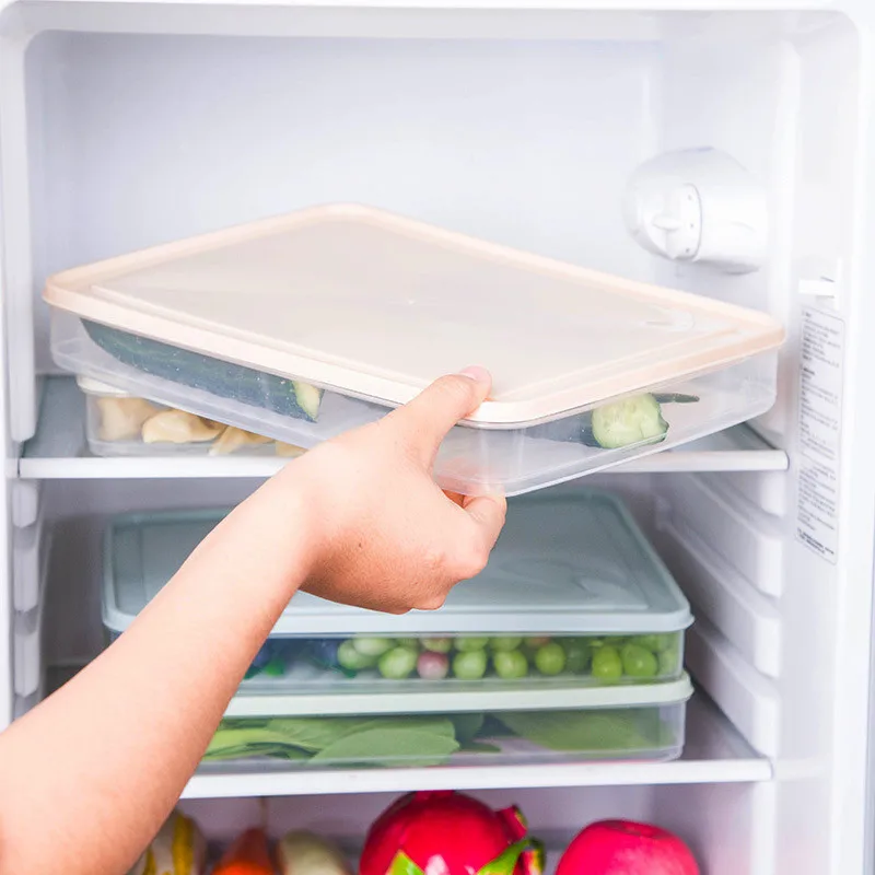

High Quality Plastic Refrigerator Storage Box Bins Large Fruit and Vegetable Storage Containers with Lid Freezer Desk Organizer