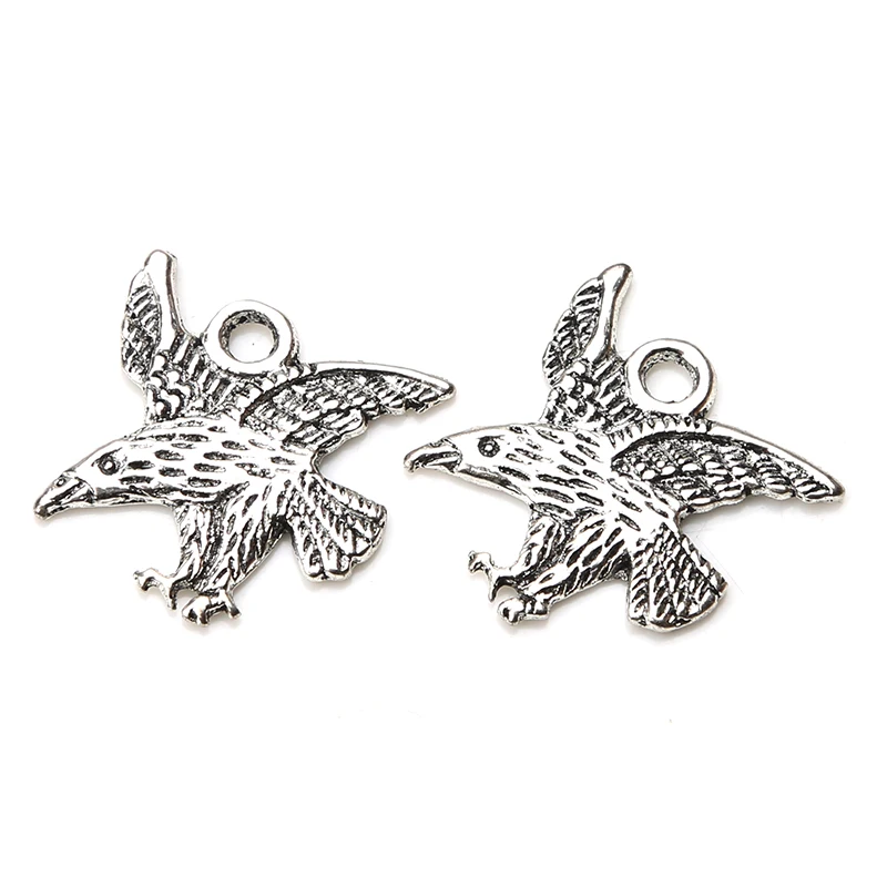 10pc-lot-22mm-x-25mm-Eagle-Charms-Antique-Silver-Tone-lucky-charms-for-necklace-pendant-jewelry