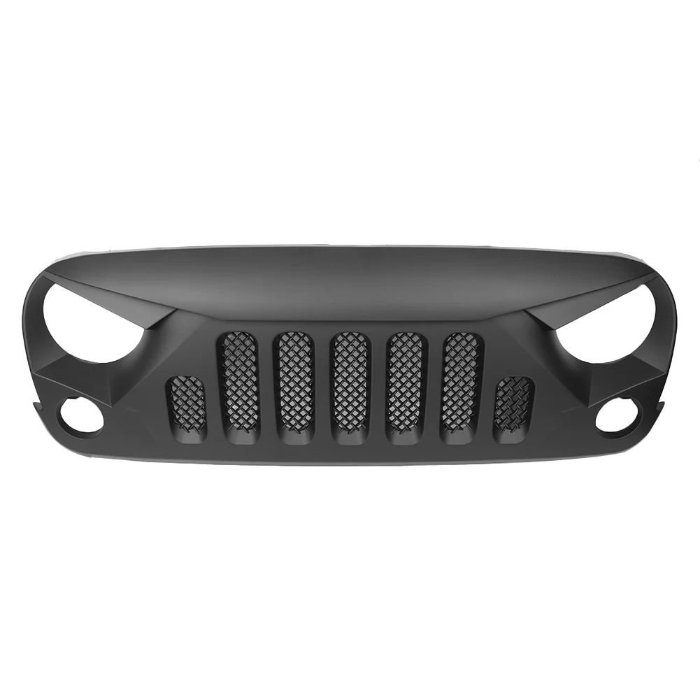 Передняя решетка сетки для Jeep Wrangler JK 2007 2008 2009 2010 2011 2012 2013 черный глянец