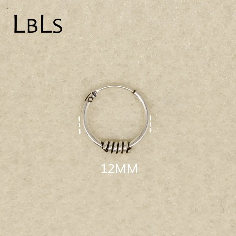 Серьги-кольца винтажные Круглые 12 мм Размер тайские 925 пробы серебряные серьги мужские круглые серьги