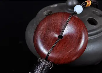 

Koraba Fine Jewelry Chinese Blood Sandalwood Carving Safety Buckle Symbolizes Safety and Good Luck Free Shipping