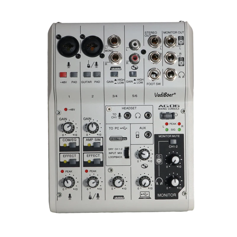 Vadiboer AG06 6 channels mini mixer digital sound