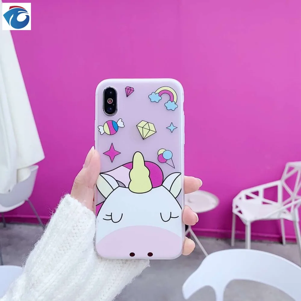 HUANQING Cute Cartooon Unicorn Phone Case For iphone X XR XS Max Case for iphone 6 6s 7 8 plus Cover Rainbow Fashion Soft Case07