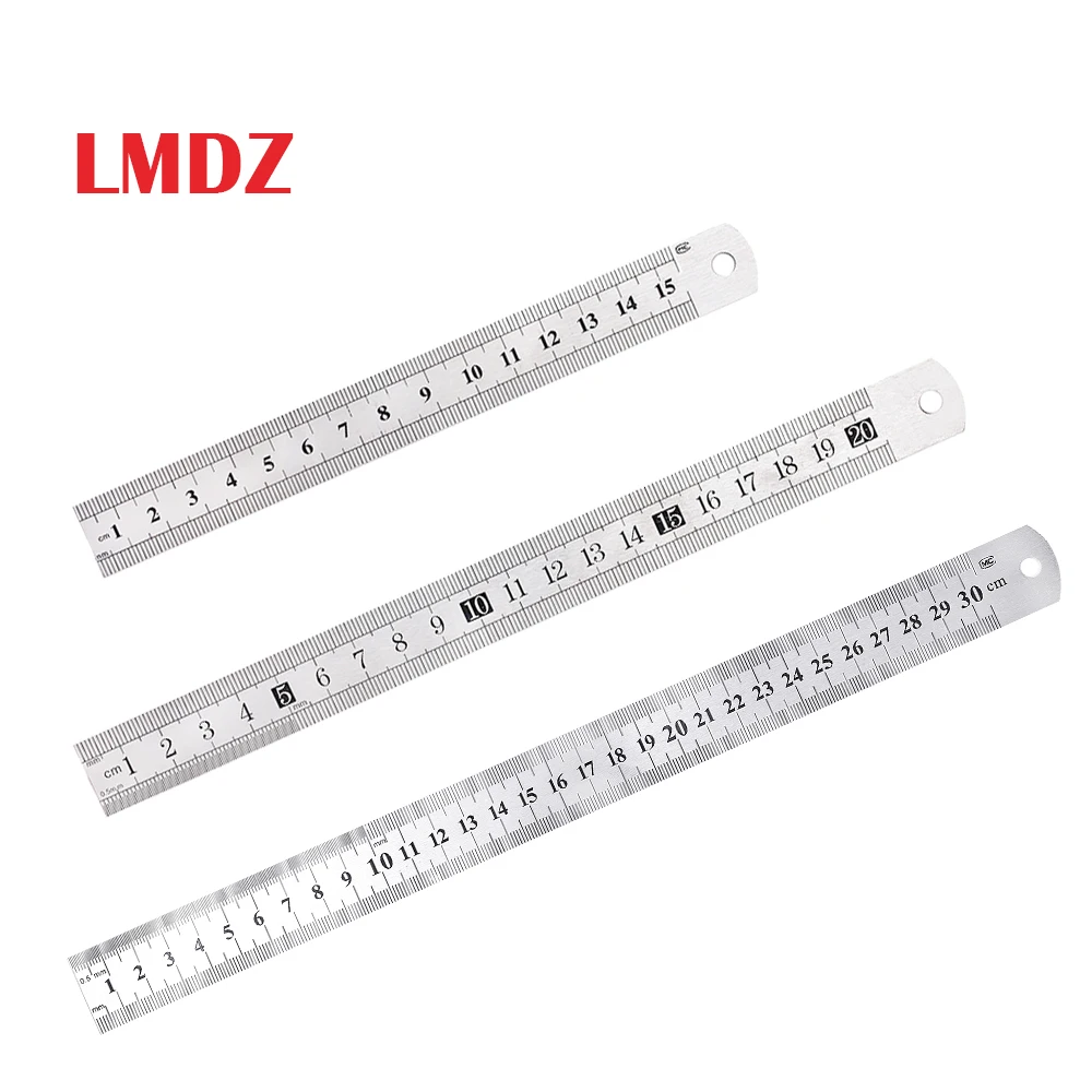 

LMDZ Stainless Steel Ruler Sewing Foot Sewing 15/20/30cm Metal Straight Ruler Ruler Tool Precision Double Sided Measuring Tool