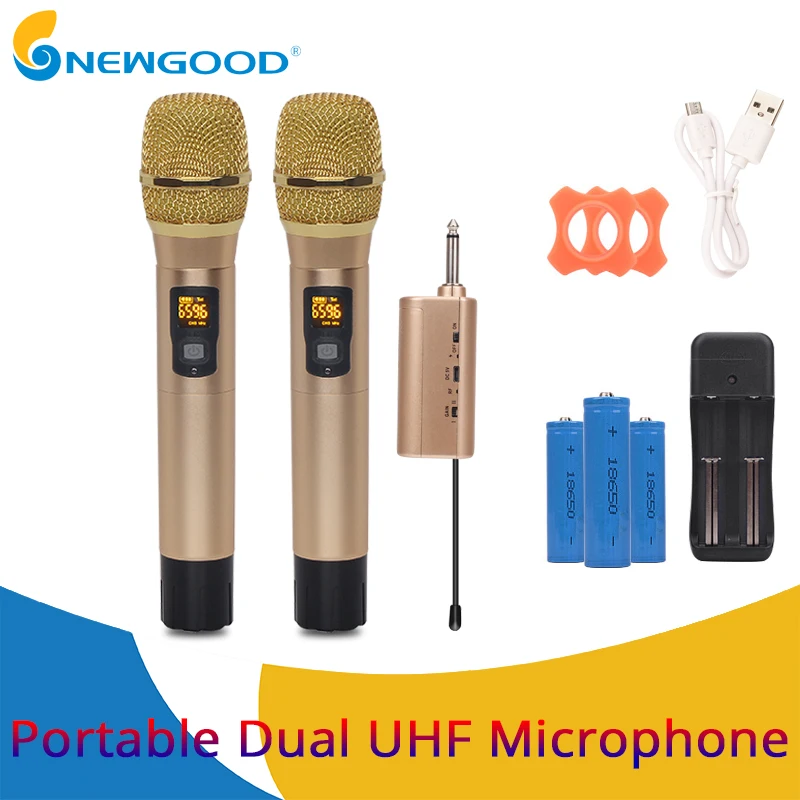 Портативная металлическая UHF Беспроводная микрофонная система ручные караоке
