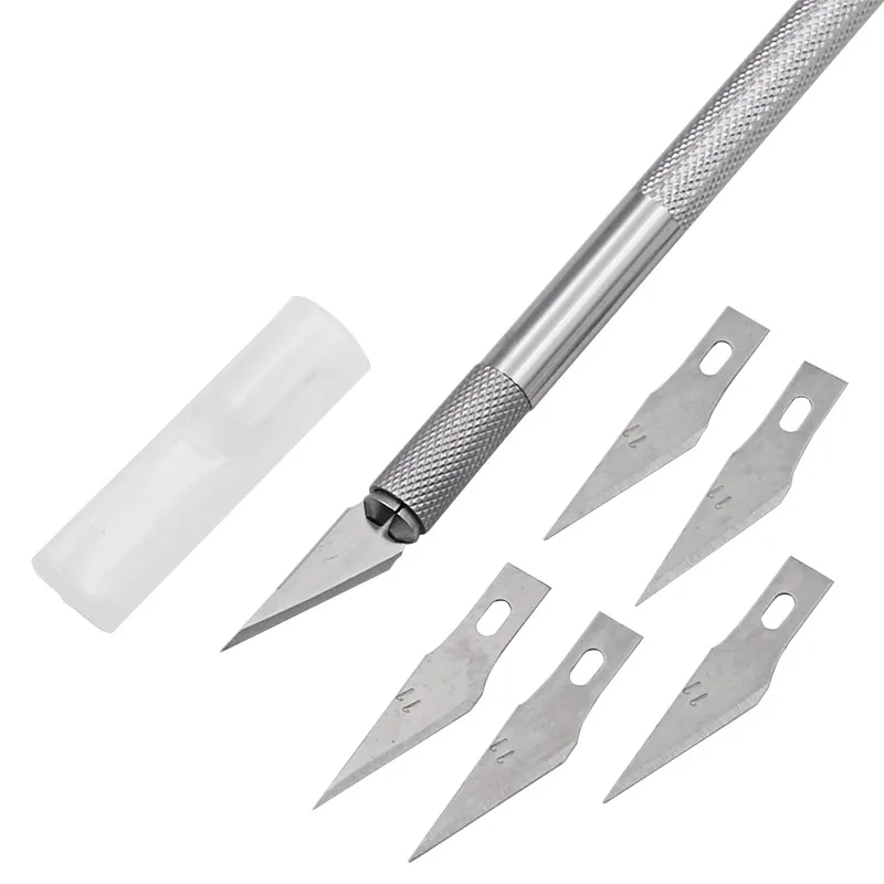 1Set Non-Slip Metal Scalpel Knife Tools Kit Cutter Engraving Craft