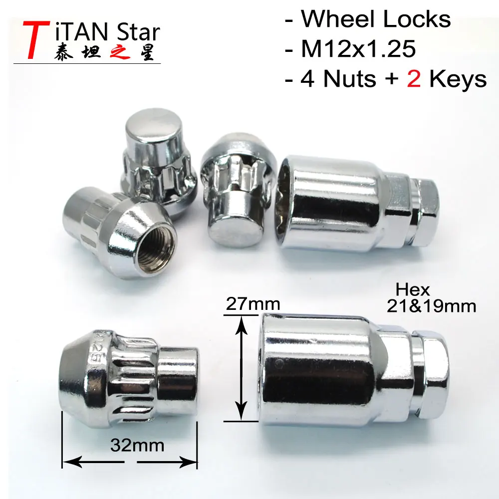 4Nuts+2Keys M12x1.25 1.25 OEM RIMS Wheel Locks LUG NUTS anti theft