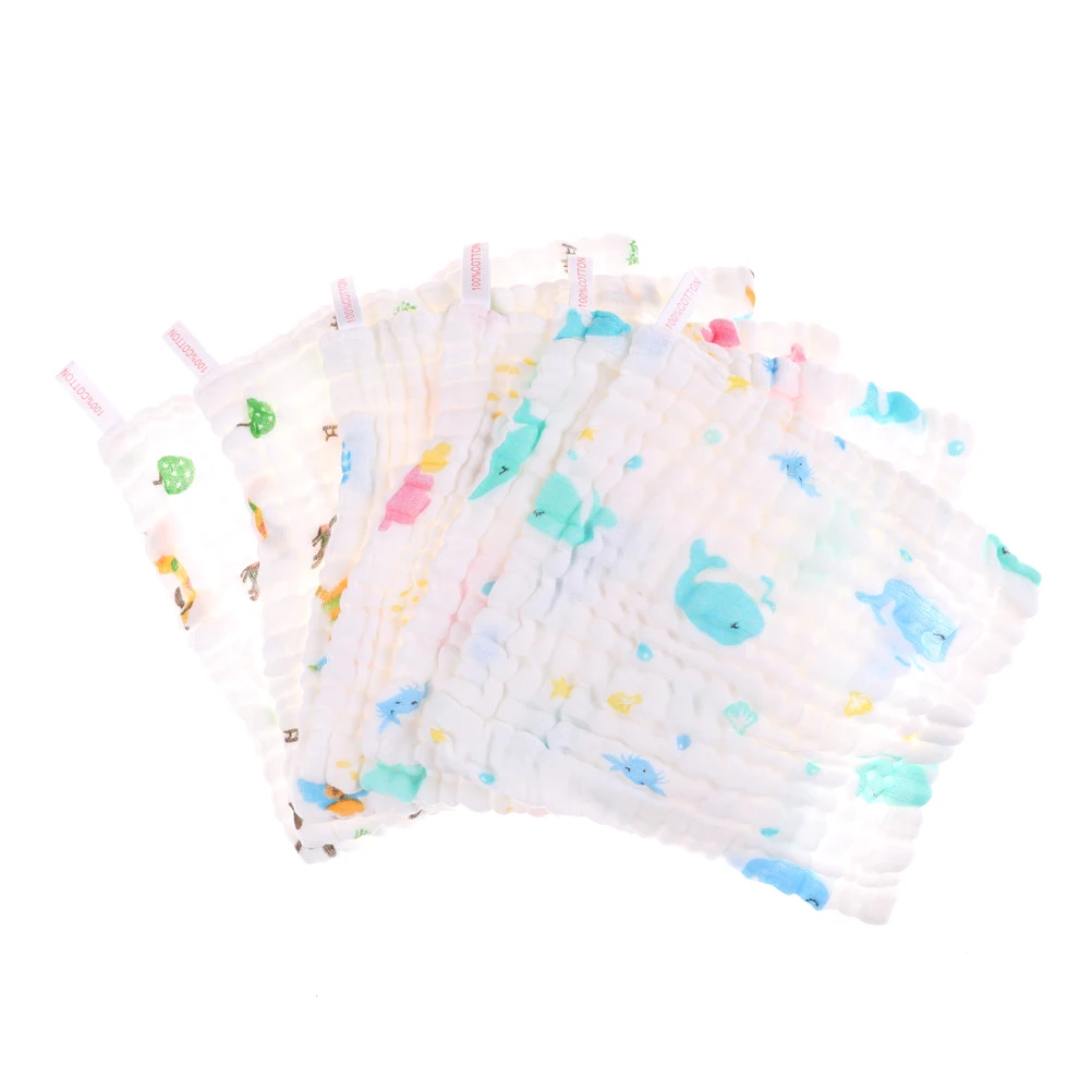 1 шт., 6 слоев, Детские хлопковые марлевые Слюнявчики для лица, моющиеся матерчатые носовые платки