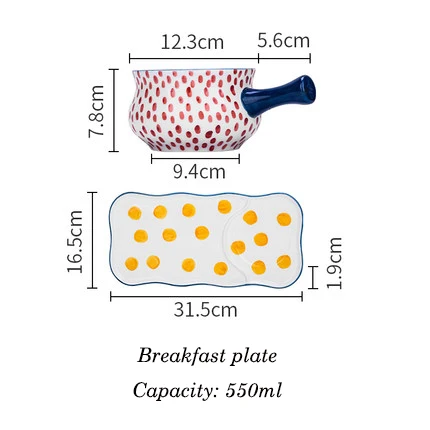 EECAMAIL Японский творческий керамическая посуда блюдо рисовая лапша бытовой набор посуды салатник - Цвет: Breakfast Plate
