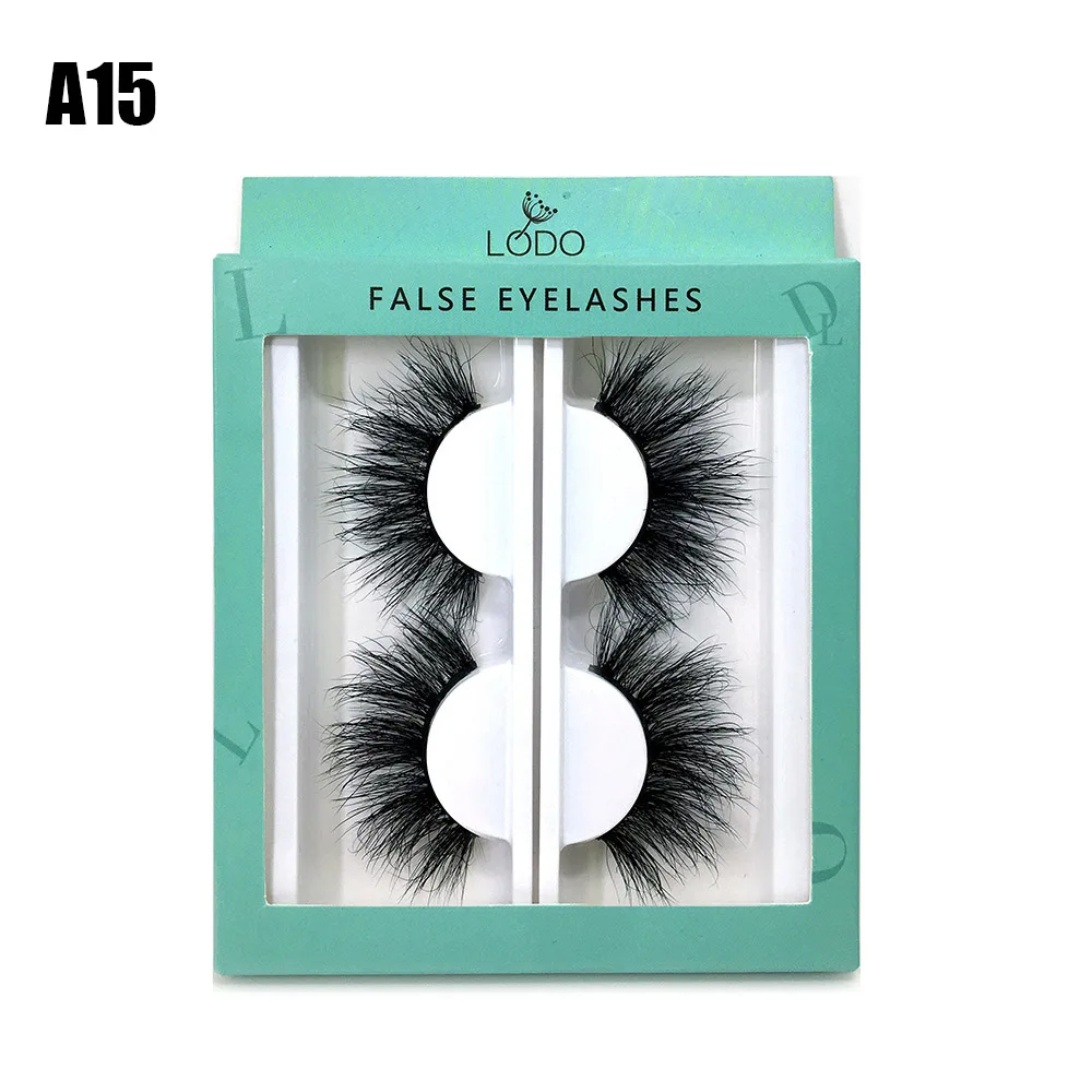 1Pair Handmade Reusable Natural Eyelashes Popular False Lashes 3D Mink Eyelashes Cruelty free Lashes - Цвет: A15