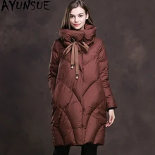 AYUNSUE, Женская длинная куртка на белом утином пуху, женское пуховое пальто, зимние женские куртки,, Модная парка, Chamarras De Mujer, KJ550