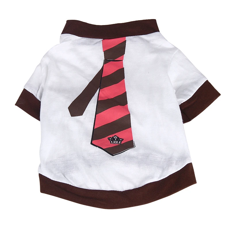

2017 Fashion Spring Summer Pet Puppy Small Dog Cat Pet Clothes Vest T Shirt Apparel Tie Print Handsome Wearing New