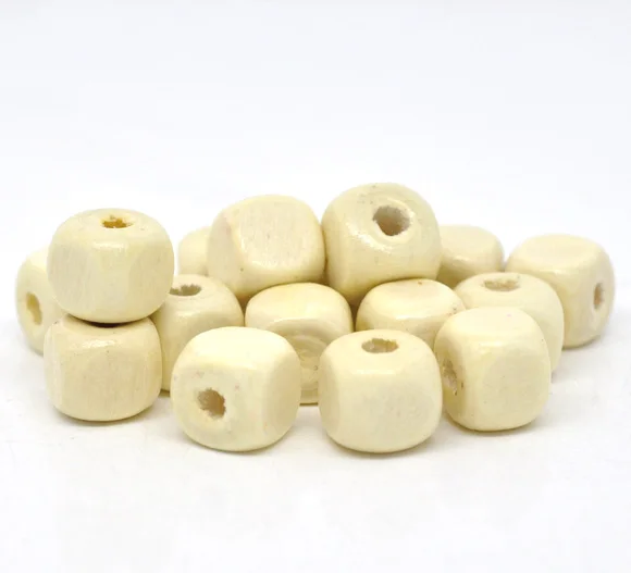 

Wood Spacer Beads Cube Natural About 10mm( 3/8") x 10mm( 3/8"), Hole: Approx 3mm, 60 PCs