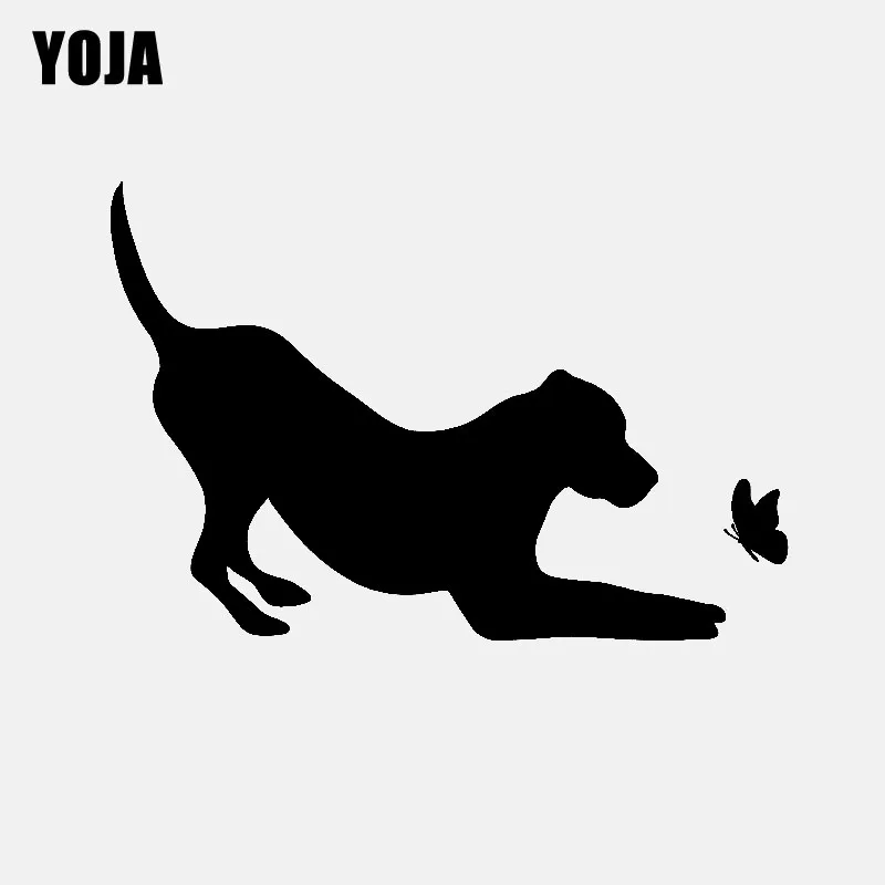 

YOJA 66CM*44CM Fashion Animal Silhouette Dog With Butterfly Decal For Room Decoration Wall Sticker W3-226