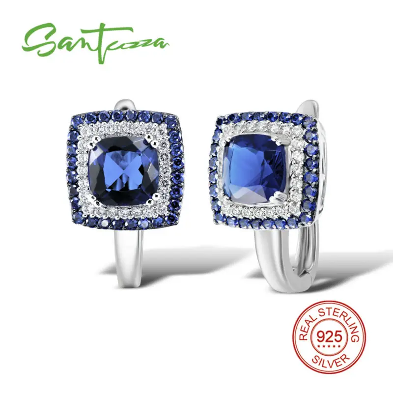 SANTUZZA серебряные серьги для женщин 925 пробы серебряные серьги-клипс Серебро 925 с камнями Кубический Цирконий brincos Ювелирные Изделия