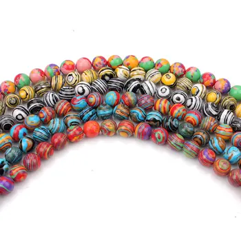 

1 strand/lot 6/8mm Natural colored pattern Round Stone Beads for fitting DIY Bracelets & Necklaces