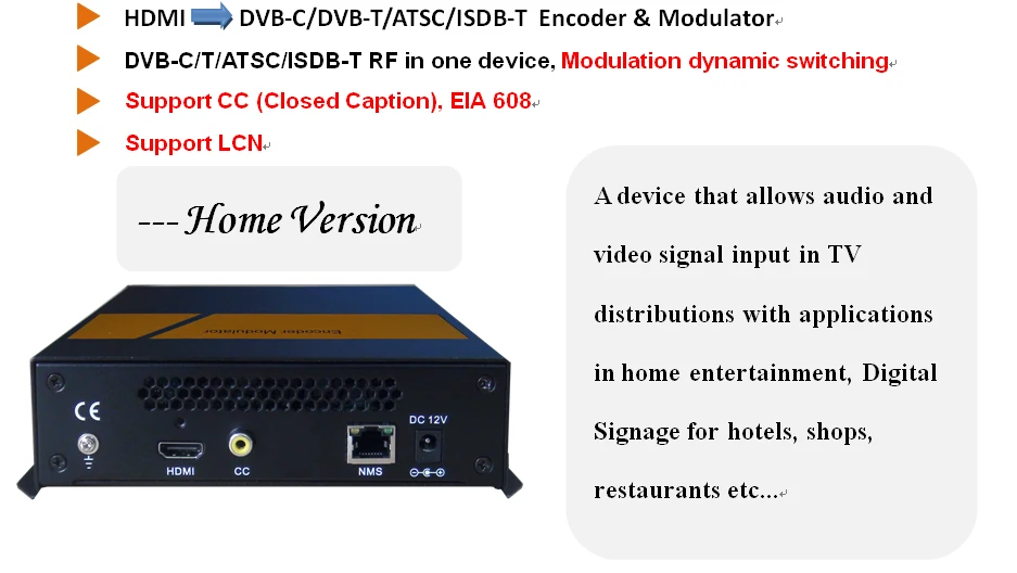 CEL-5113B HDMI HD MPEG2 DVB-C/T/ATSC/ISDB-T 인코더 및 변조기